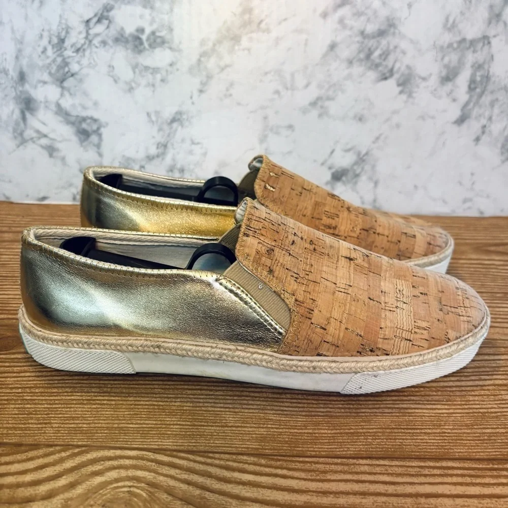 Jack Rogers Tucker Slip-On Shoes Espadrilles Sneakers Gold Cork Size 10